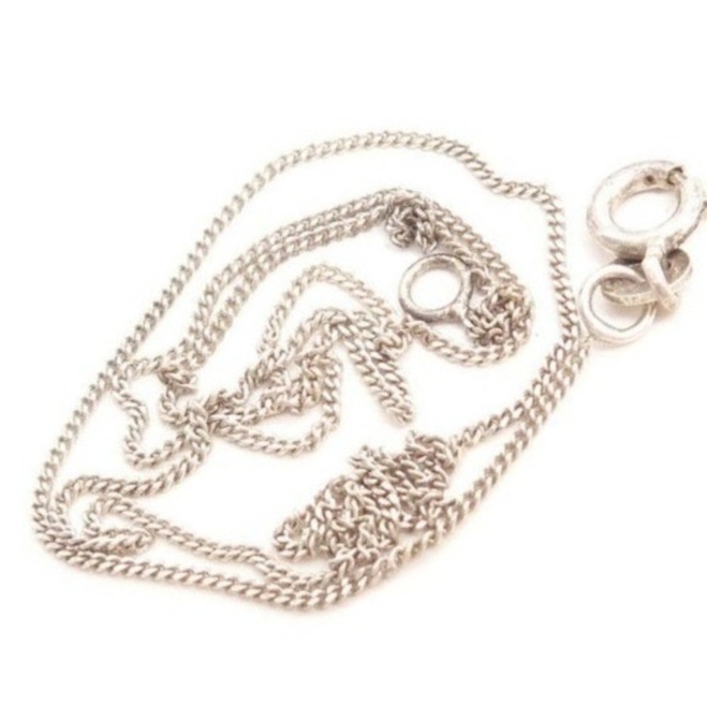 Thin Curb Link Sterling Silver Chain Necklace Signed‎ IW 925